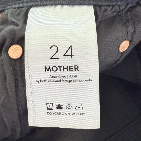 Mother The Rambler High-Rise Straight-Leg Zip Ankle Jeans Not Guilty Black Sz 24 - Picture 10 of 14